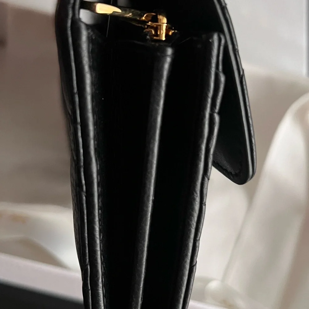 Dior Black Quilted Wallet with Gold Accents